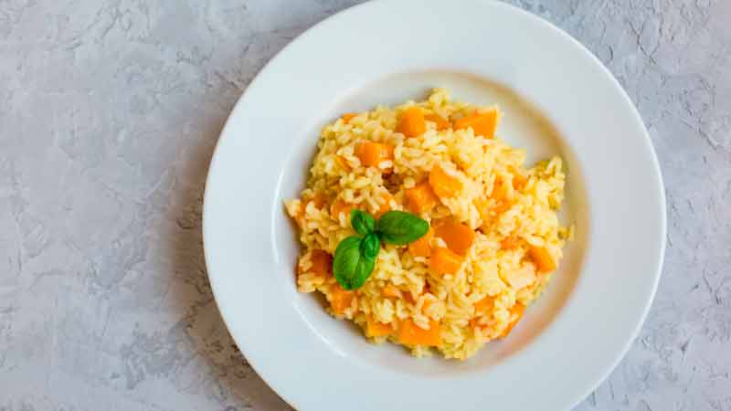 Risoto de abóbora com hortelã